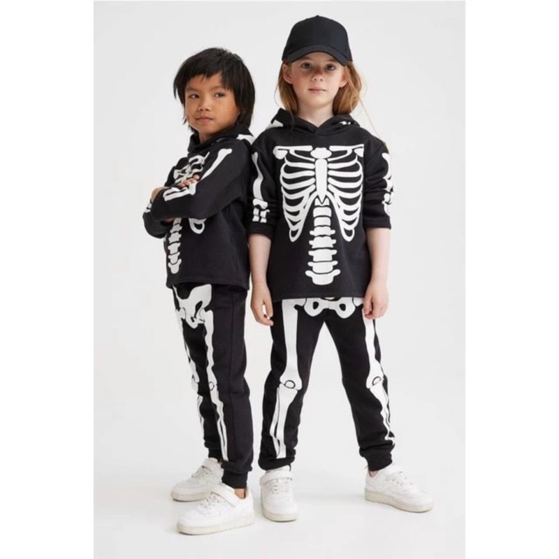 Set đồ xương trắng hóa trang halloween cho bé