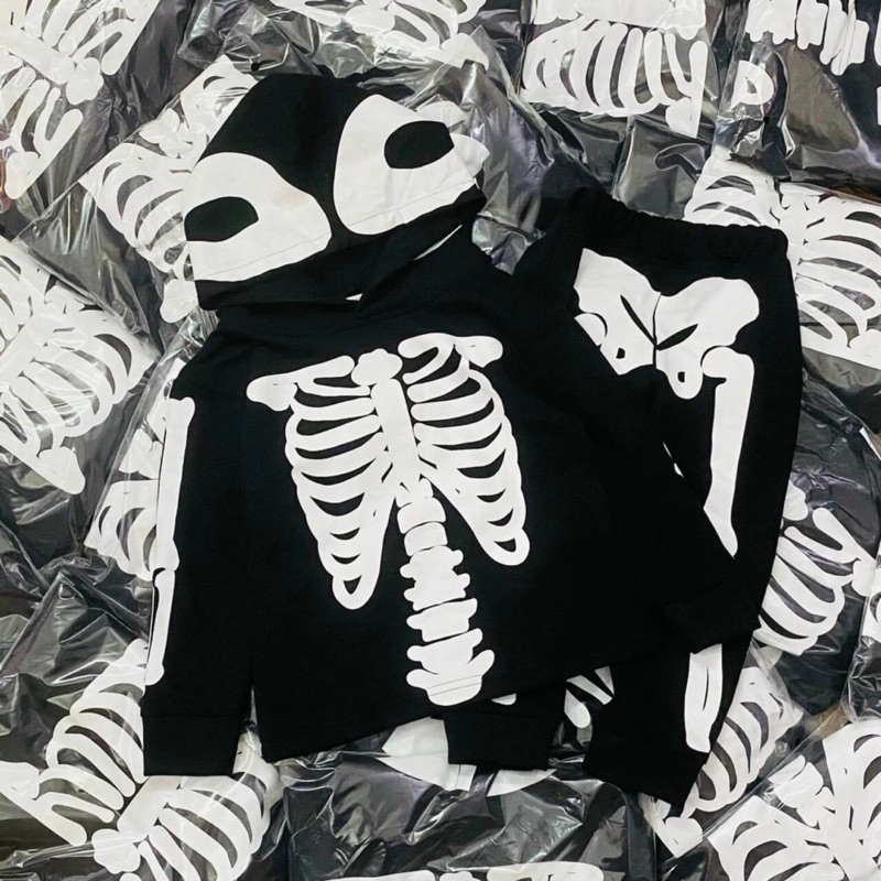 Set đồ xương trắng hóa trang halloween cho bé