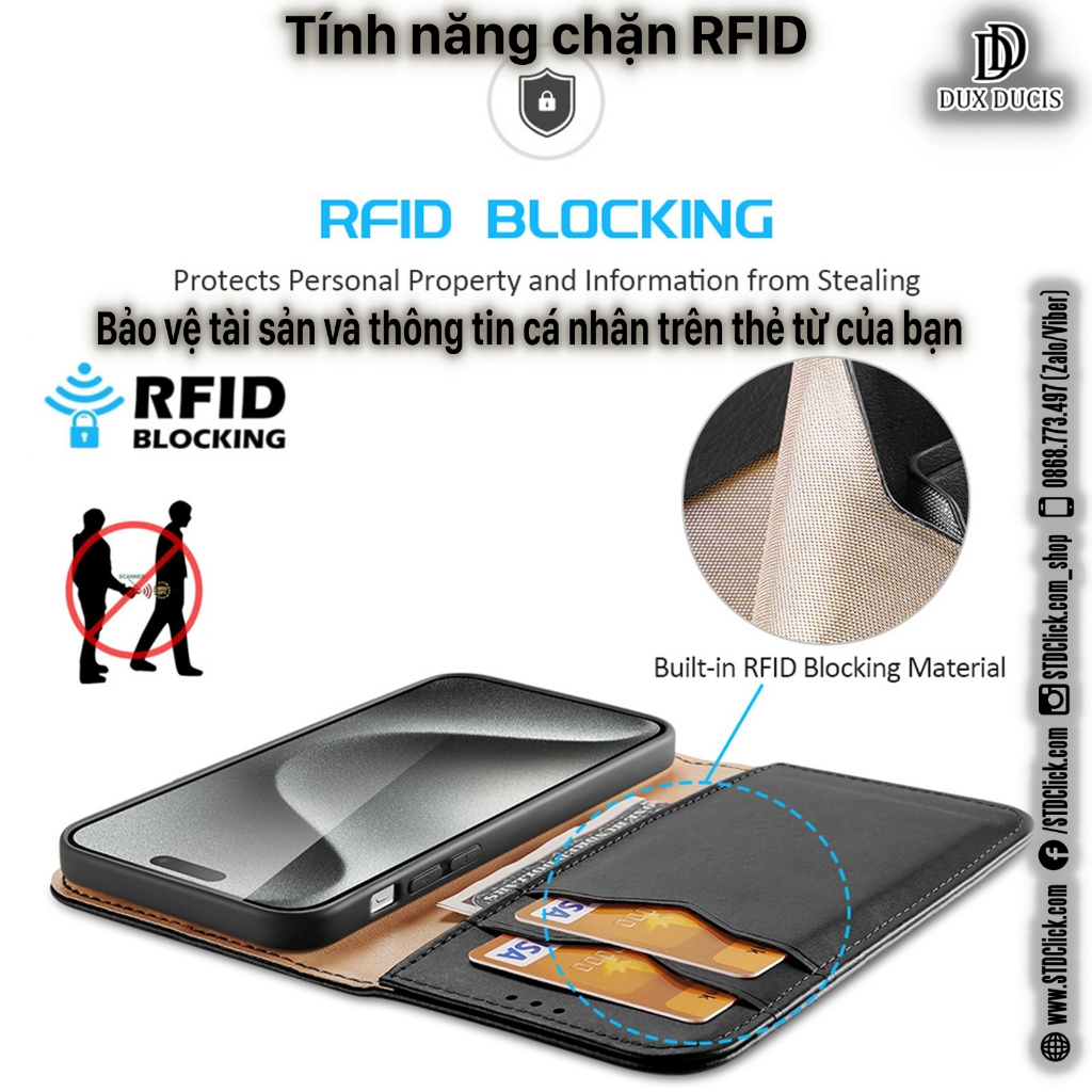 BAO DA IPHONE 15 PRO MAX - 15 PRO - 15 PLUS - 15 DUX DUCIS HIVO CHÍNH HÃNG