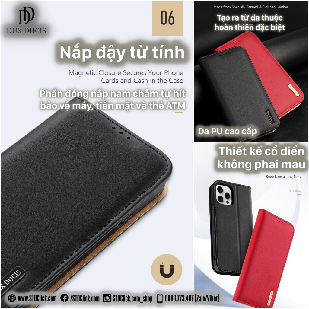 BAO DA IPHONE 15 PRO MAX - 15 PRO - 15 PLUS - 15 DUX DUCIS HIVO CHÍNH HÃNG