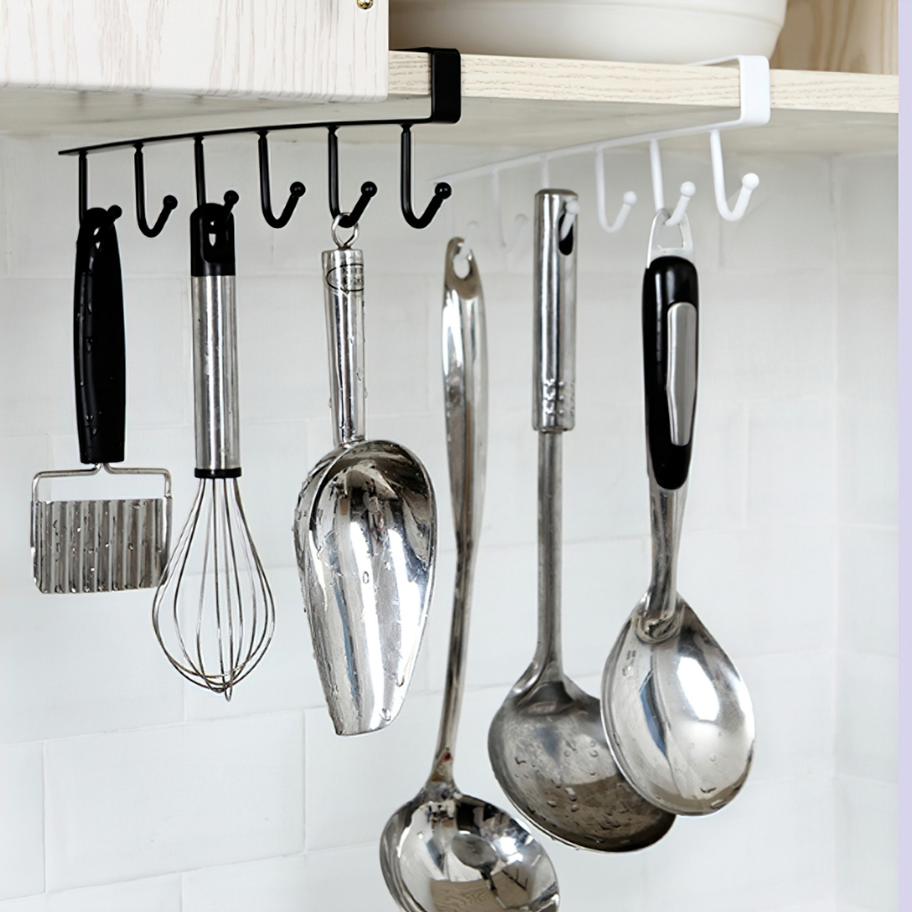 Móc Treo Đồ Nhà Bếp 6 Móc Gắn Vào Tủ Kệ Bếp Giúp Bếp Gọn Gàng Sơn Tĩnh Điện Chịu Lực Tốt  -BeloveShop