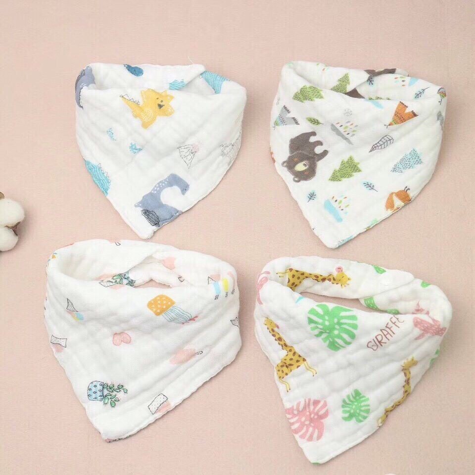 Set 5 chiếc yếm xô organic 6 lớp cho bé có cúc bấm túi zip hàng loại đẹp.