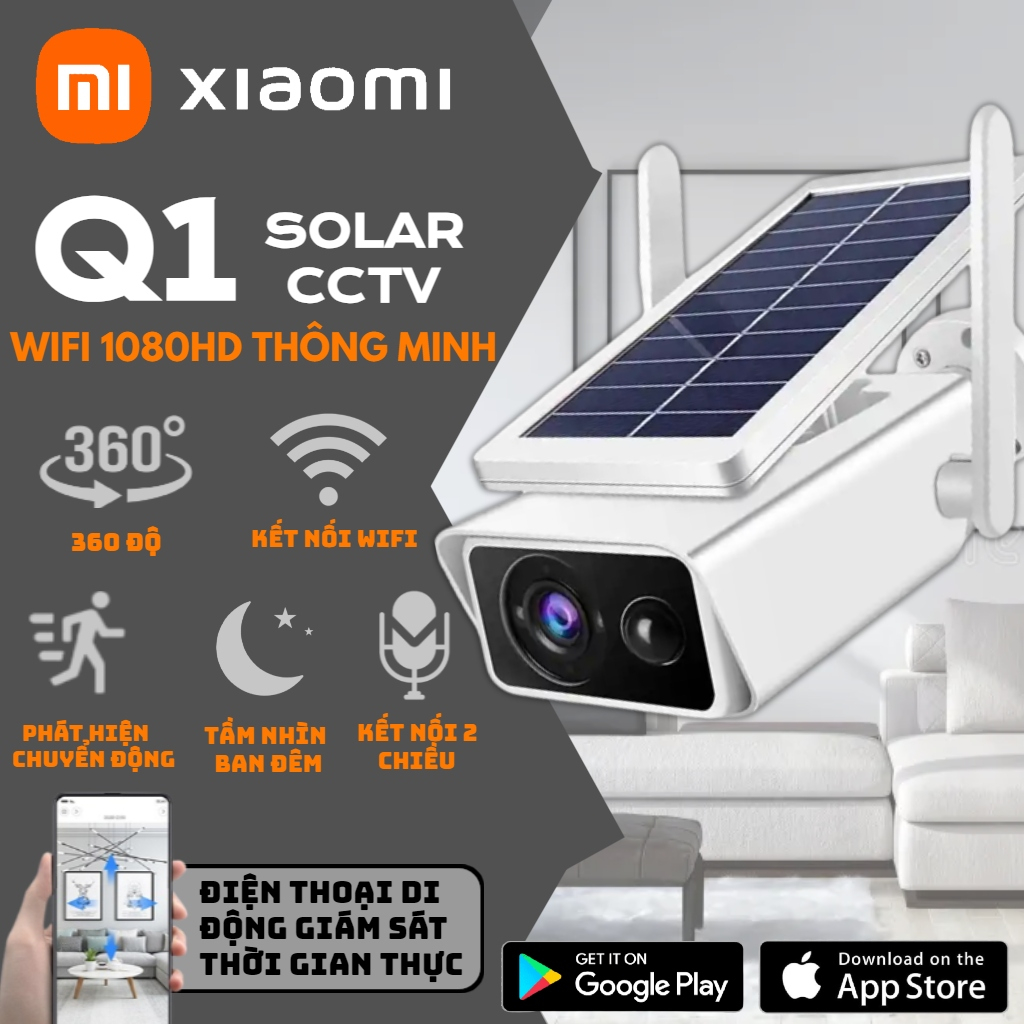 KHUYẾN MÃI Camera quan sát Xiaomi iCSee Năng lượng mặt trời / Pin 3MP 1296p Camera quan sát Wifi không dây chịu thời ti