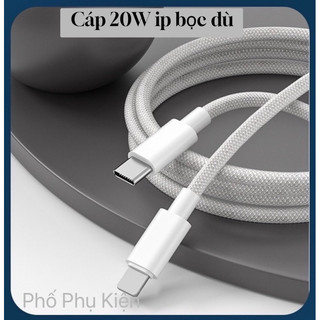 Cáp Sạc bọc dù 20w, dây sạc siêu nhanh 20w dùng cho tất cả dòng máy IP6/7/8/x/xsm/11/12/13/14 Pro Promax