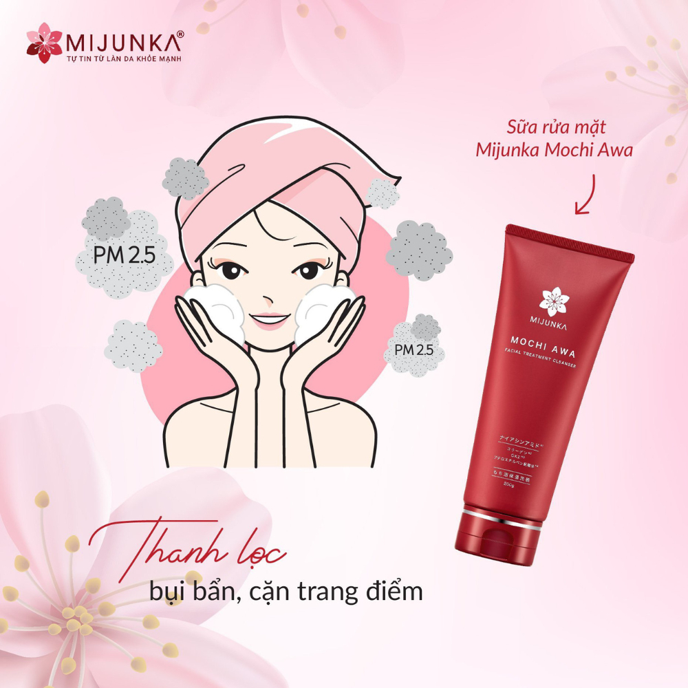Sữa rửa mặt sạch sâu ẩm mịn MIJUNKA Mochi Awa Facial Treatment Cleanser 200g