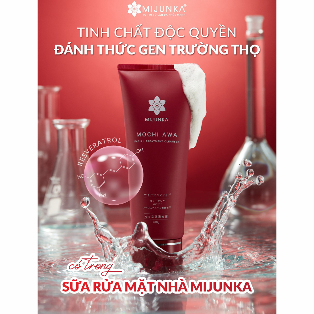 Sữa rửa mặt sạch sâu ẩm mịn MIJUNKA Mochi Awa Facial Treatment Cleanser 200g