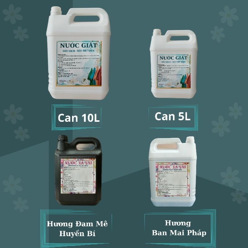 Nước Giặt Siêu Sạch Đậm Đặc, Xả Vải Lưu Hương Thơm Lâu Mềm Vải, Khử Mùi Chống Khuẩn 99,9%, Can 5L Và 10L