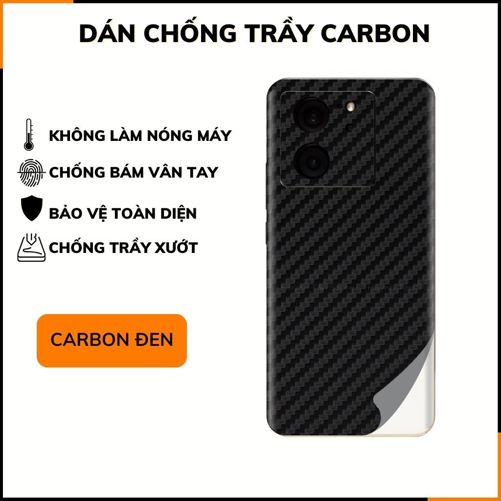 Miếng dán xiaomi 13t mi 13t pro redmi k60 ultra carbon trong và đen chống trầy xướt chống bám vân tay huỳnh tân store