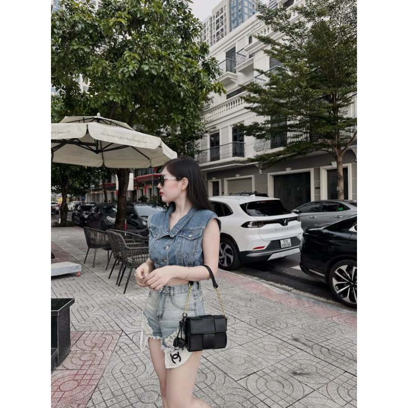 Túi Xách Đan Sơn Kèm Chùm Bông Size 19 Siêu Xinh Hot Hit