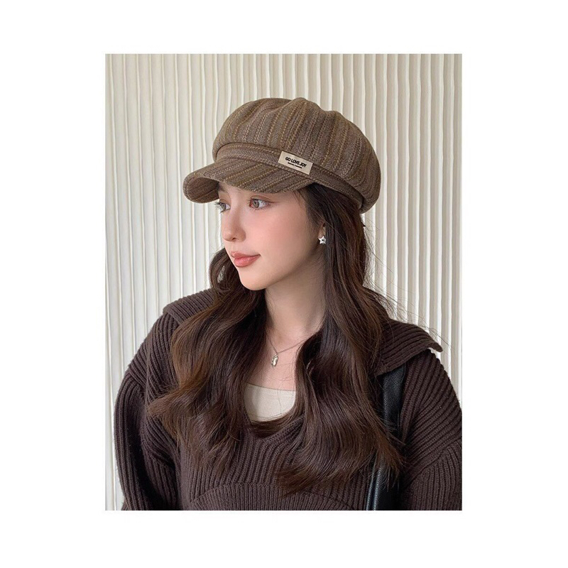 Mũ nồi mũ Beret họa tiết phong cách Nhật Bản, mũ mùa đông cho nữ