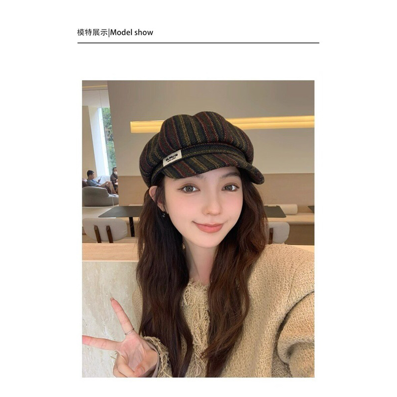 Mũ nồi mũ Beret họa tiết phong cách Nhật Bản, mũ mùa đông cho nữ
