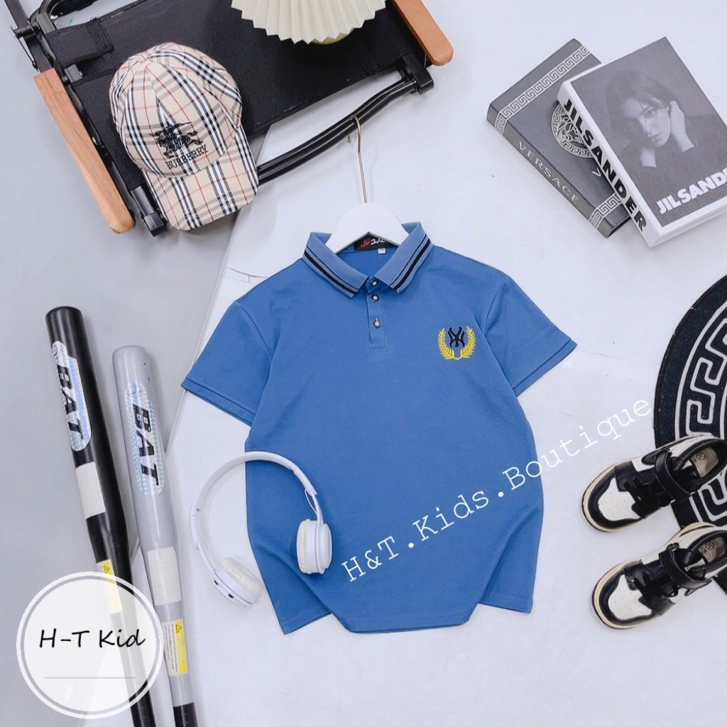 Áo polo bé trai size đại hàn quốc cao cấp 18-40kg, áo phông có cổ bé trai đi học đi chơi