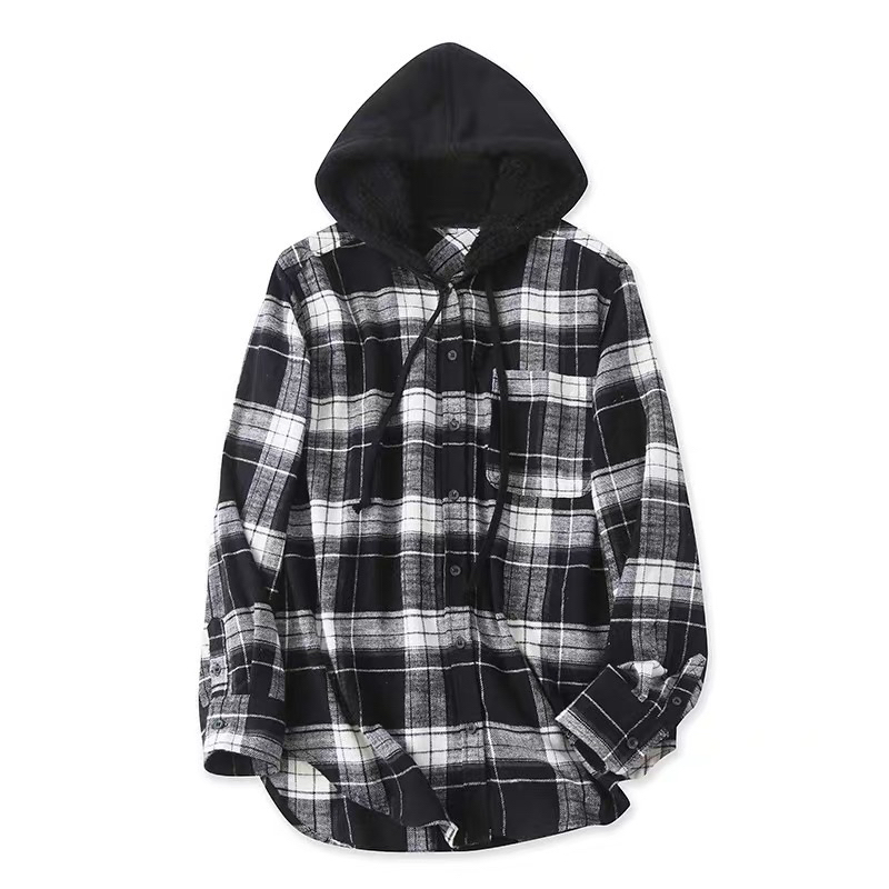 Áo sơmi dày thu đông có mũ LoveTr** tqxk