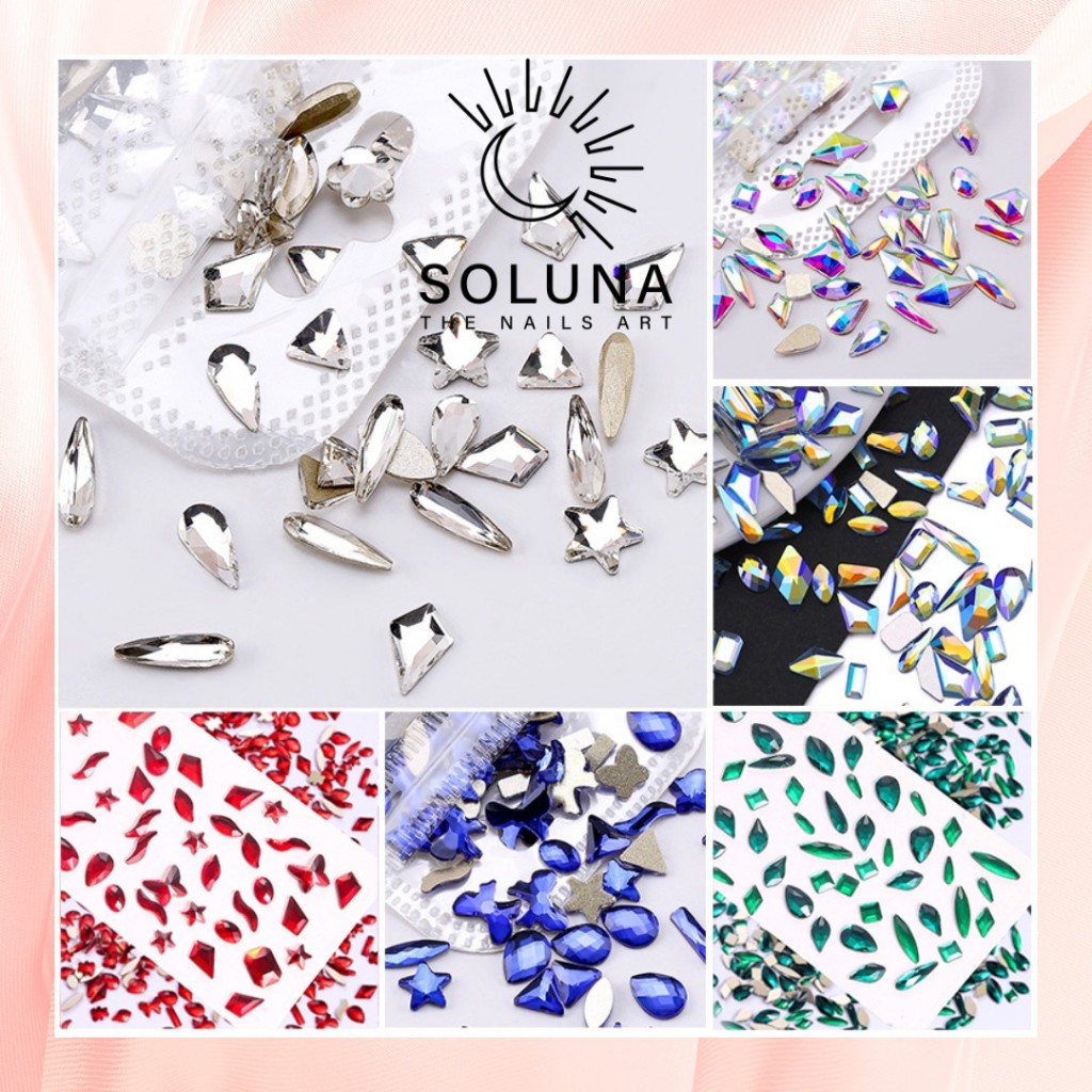 Đá 3D, Đá khối chân bằng Đính Trang Trí Móng Tay Nghệ Thuật