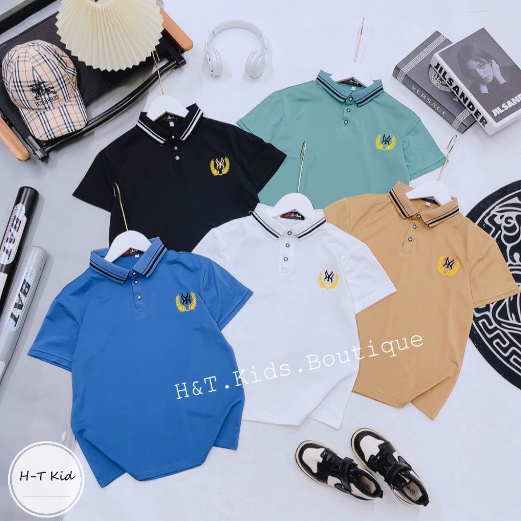 Áo polo bé trai size đại hàn quốc cao cấp 18-50kg, áo phông có cổ bé trai đi học đi chơi