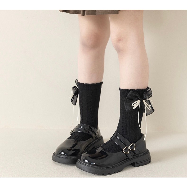 Set tất công chúa cho bé gái mùa Thu Đông phong cách Gothic thắt nơ dễ thương size 2-8 tuổi