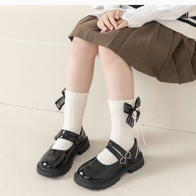 Set tất công chúa cho bé gái mùa Thu Đông phong cách Gothic thắt nơ dễ thương size 2-8 tuổi