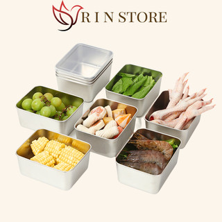 Hộp Đựng Thực Phẩm Tủ Lạnh Kèm Nắp Nhựa Chất Liệu inox 304 Bảo Quản Thức Ăn Dùng Được Cho Lò Vi Sóng RIN