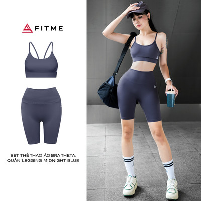 Bộ đồ tập thể thao áo bra Theta, quần legging Midnight Blue tập gym yoga thoáng mát