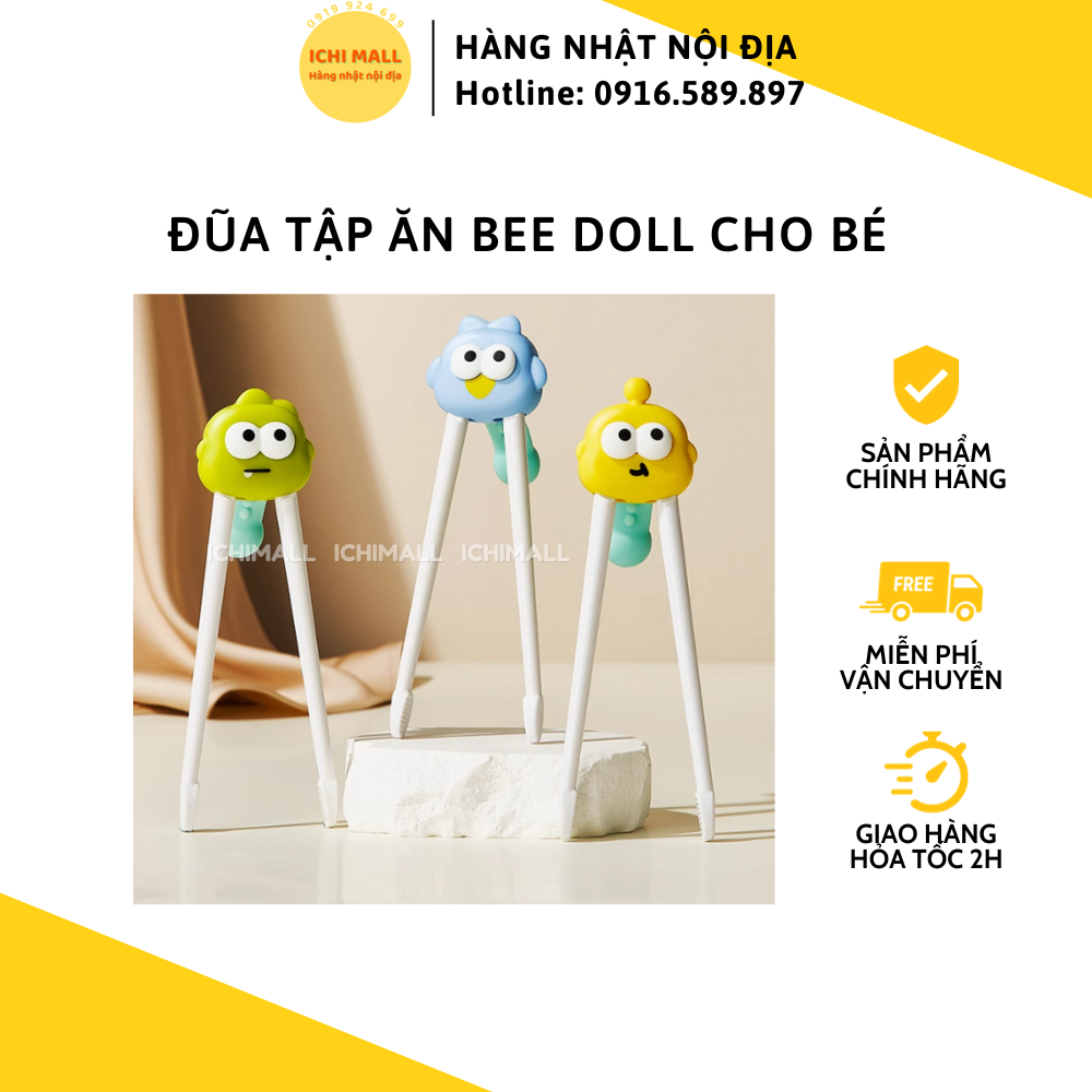 Đũa tập ăn, tập gắp BeeDoll cho bé từ 2 đến 6 tuổi. Kèm giá đỡ