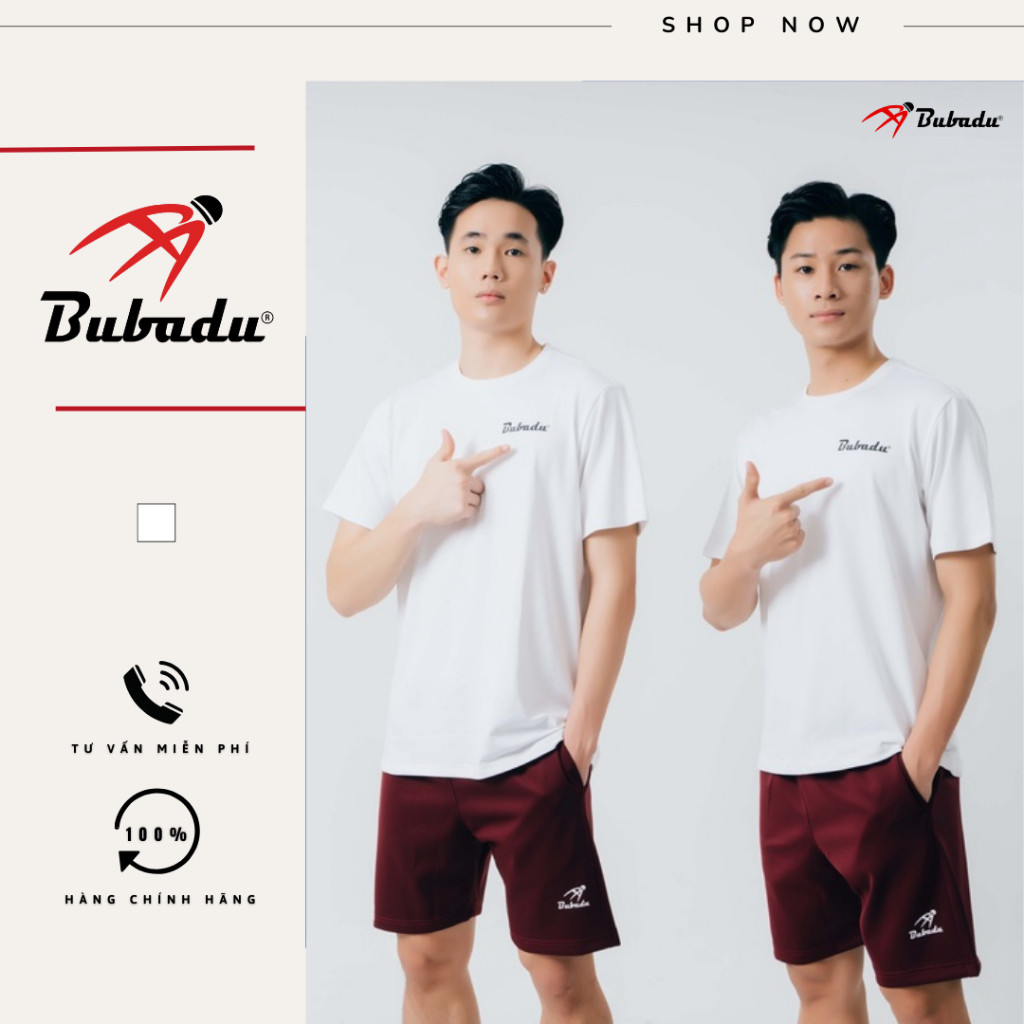 ÁO CẦU LÔNG TRAINING POLY LOGO NHỎ MÀU TRẮNG BUBADU CHÍNH HÃNG