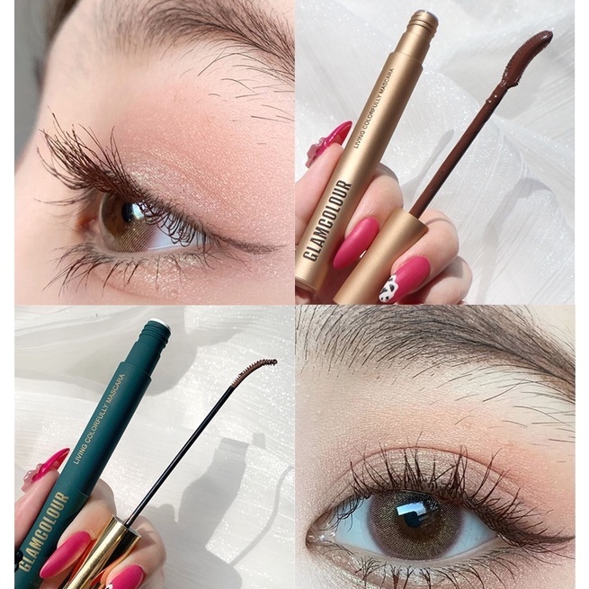 Chuốt mi Masscara GlamColour cố định mi không lem nhòe, Cây chuốt mi màu đen nâu đầu chi mi cong và dày tự nhiên