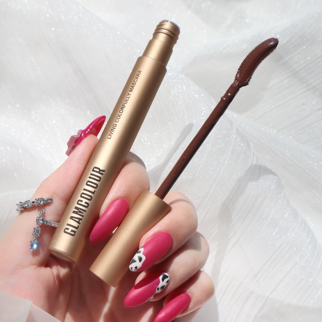 Chuốt mi Masscara GlamColour cố định mi không lem nhòe, Cây chuốt mi màu đen nâu đầu chi mi cong và dày tự nhiên