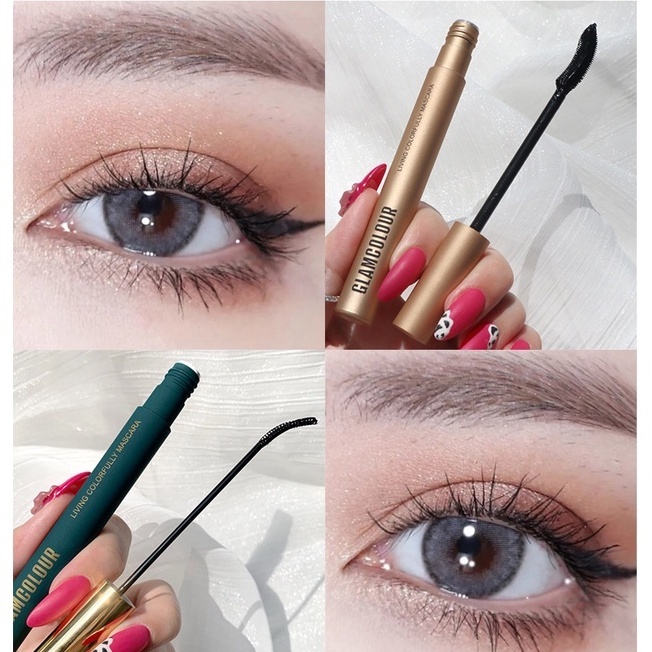 Chuốt mi Masscara GlamColour cố định mi không lem nhòe, Cây chuốt mi màu đen nâu đầu chi mi cong và dày tự nhiên