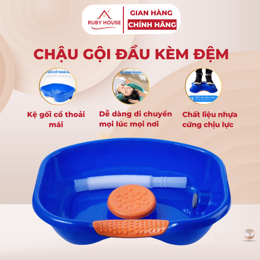 Chậu Gội Đầu Tại Nhà, Thau Gội Đầu Cho Trẻ Em, Bà Bầu, Người Bệnh Chất Liệu Bằng Nhựa Có Đệm Lót Cổ Silicone Tiện Lợi
