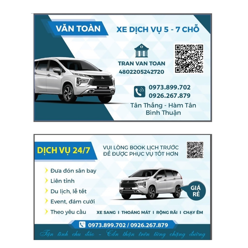 In Danh Thiếp Card Visit Xe Taxi Gia Đình Theo Yêu Cầu