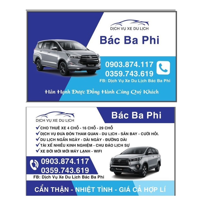 In Danh Thiếp Card Visit Xe Taxi Gia Đình Theo Yêu Cầu