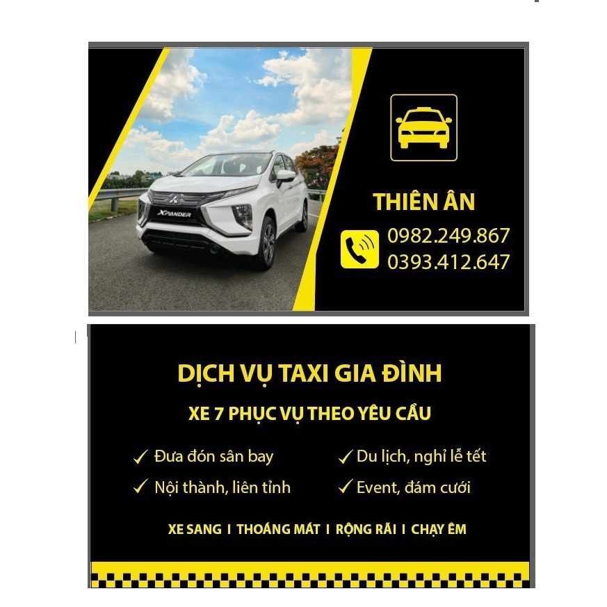 In Danh Thiếp Card Visit Xe Taxi Gia Đình Theo Yêu Cầu