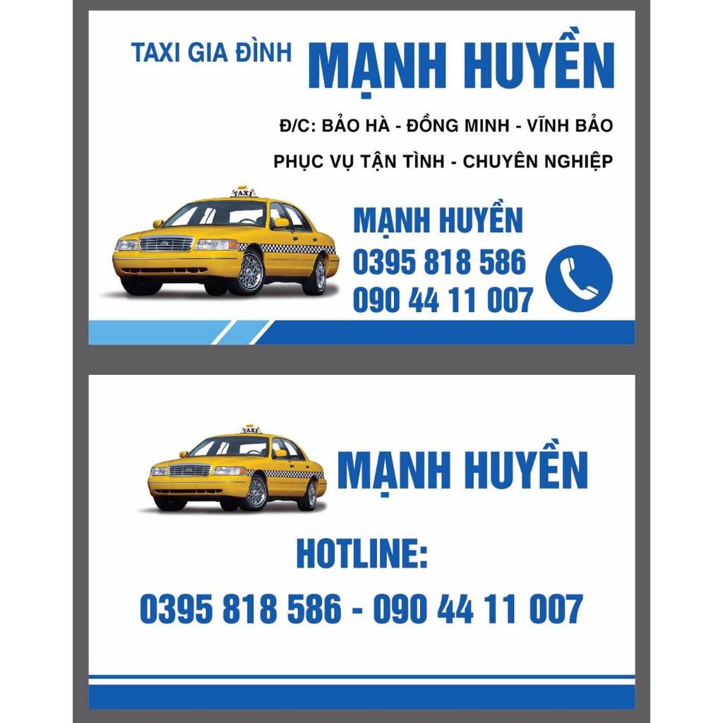 In Danh Thiếp Card Visit Xe Taxi Gia Đình Theo Yêu Cầu