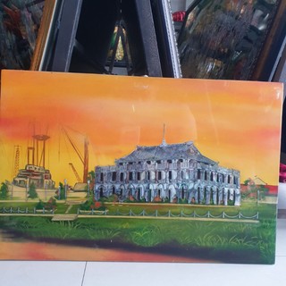 Tranh sơn mài Bến Nhà Rồng 40x60 cm cẩn ốc đẹp