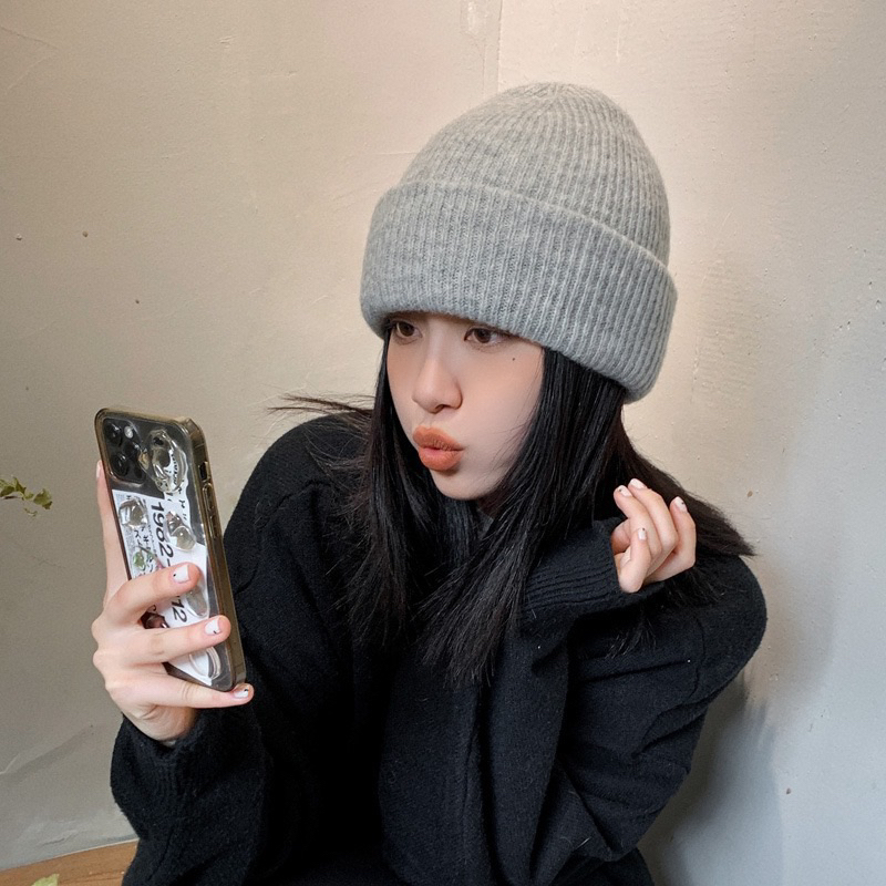 M002 - Mũ len mềm unisex nam nữ màu vintage mua đông