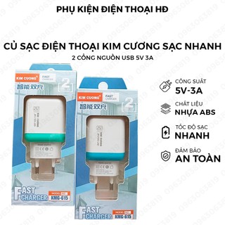 Củ sạc điện thoại kim cương sạc nhanh 2 cổng nguồn usb 5v 3a