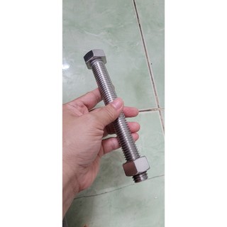 Bu long inox 304 và ốc inox 304 , m18x150mm, bulon inox 304 lục giác đầu bằng m18x150.