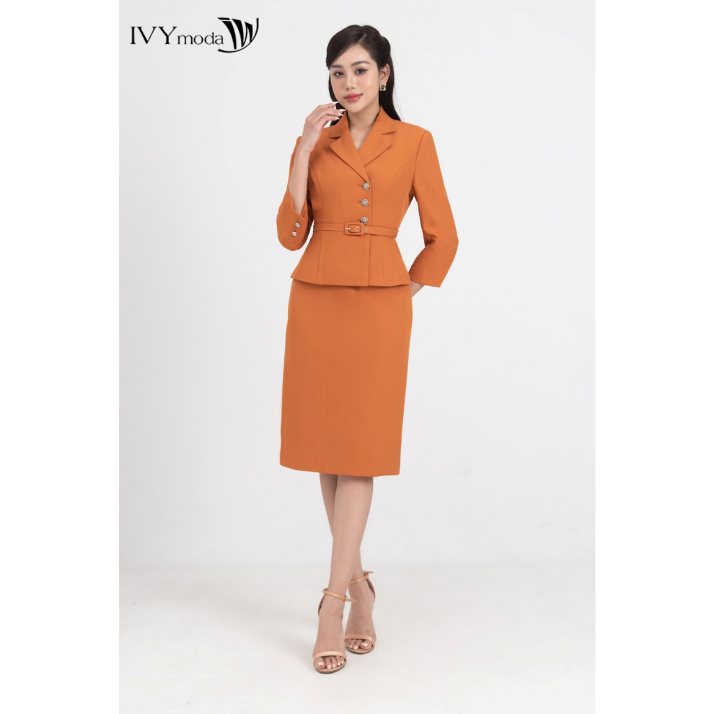 Set Vest bộ khuy bạc - đai eo nữ IVY moda MS 67M8457