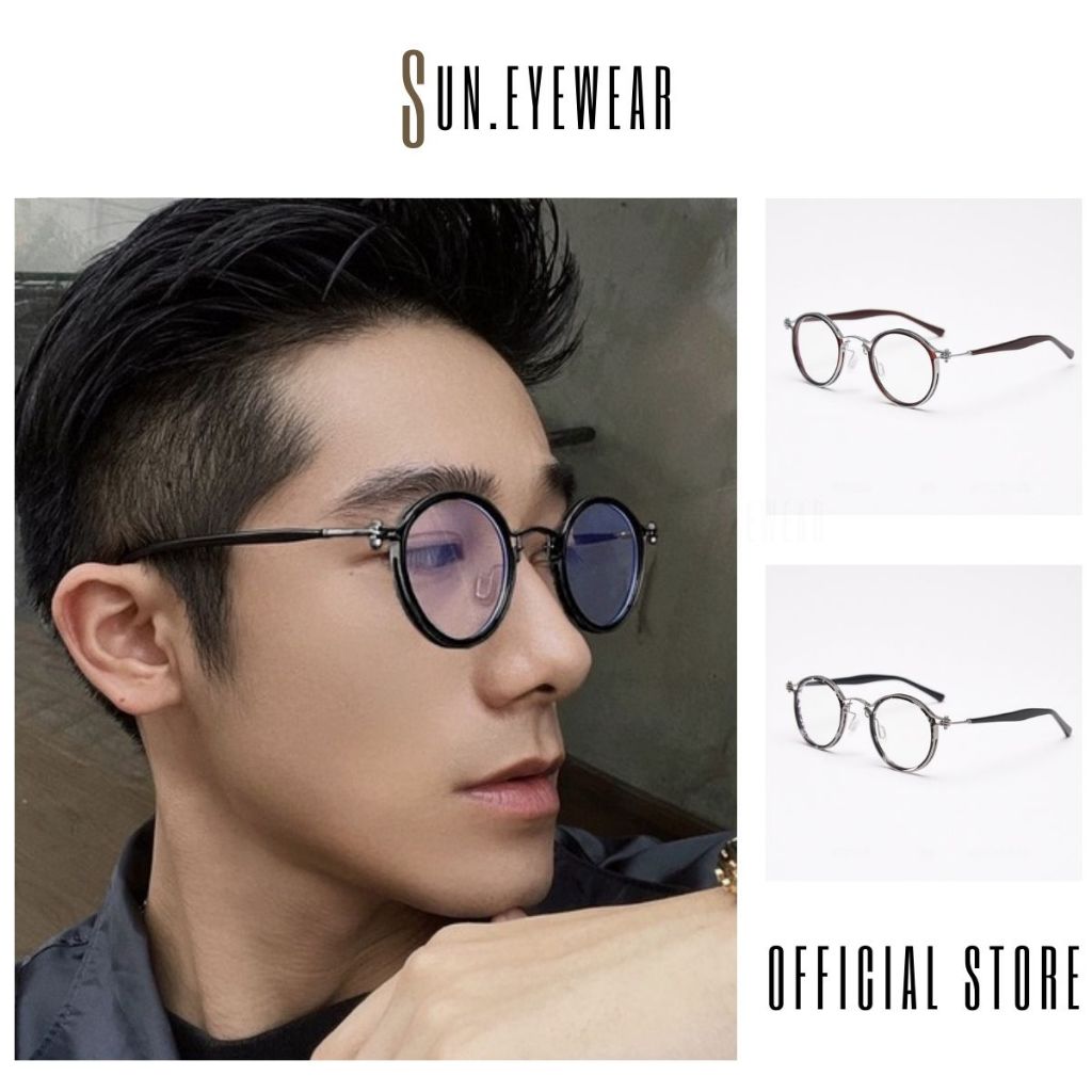 Kính cận thời trang nam nữ mắt tròn, gọng kính cận cao cấp socute - Sun Eyewear