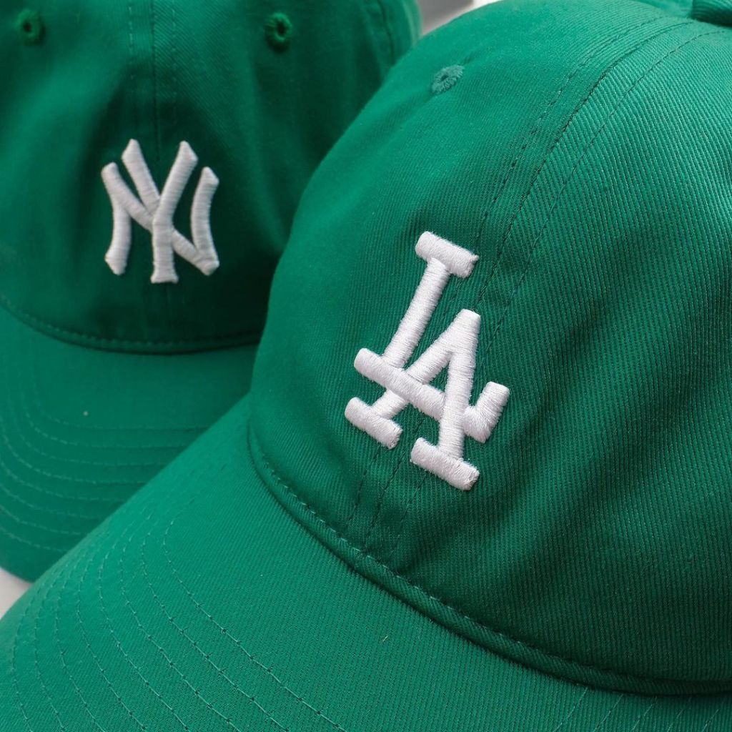 Mũ lưỡi trai nam nữ thương hiệu MLB N-Cover LA Dodgers chất liệu cotton màu xanh lá cây