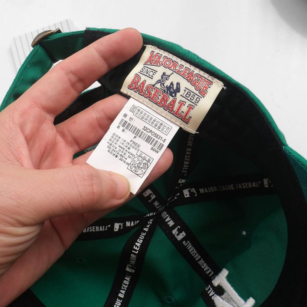 Mũ lưỡi trai nam nữ thương hiệu MLB N-Cover LA Dodgers chất liệu cotton màu xanh lá cây