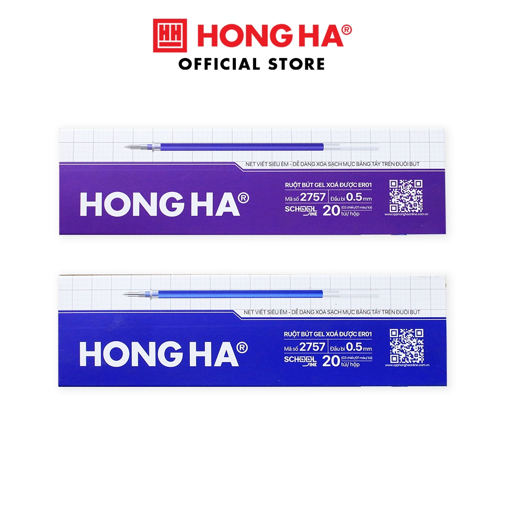 Túi 2 Ruột bút gel, Lõi bút thay thế mực xóa được Hồng Hà ER01 ngòi 0.5mm - 2757