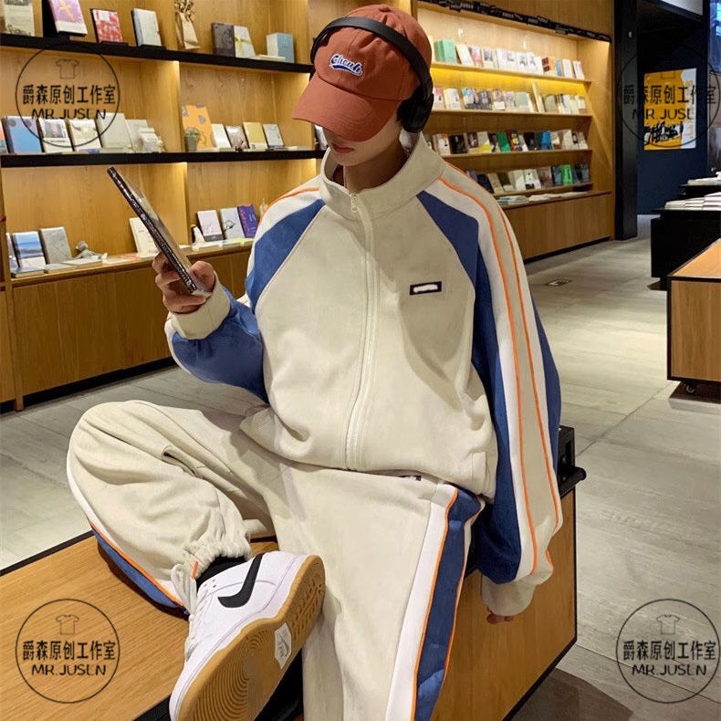 Bộ đồ nam thu đông cao cấp thời trang nam nữ kẻ sọc tay