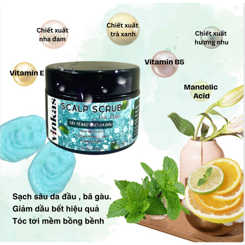 Tẩy Da Chết Da Đầu Giảm Bết Gàu Không Silicon VINKAS