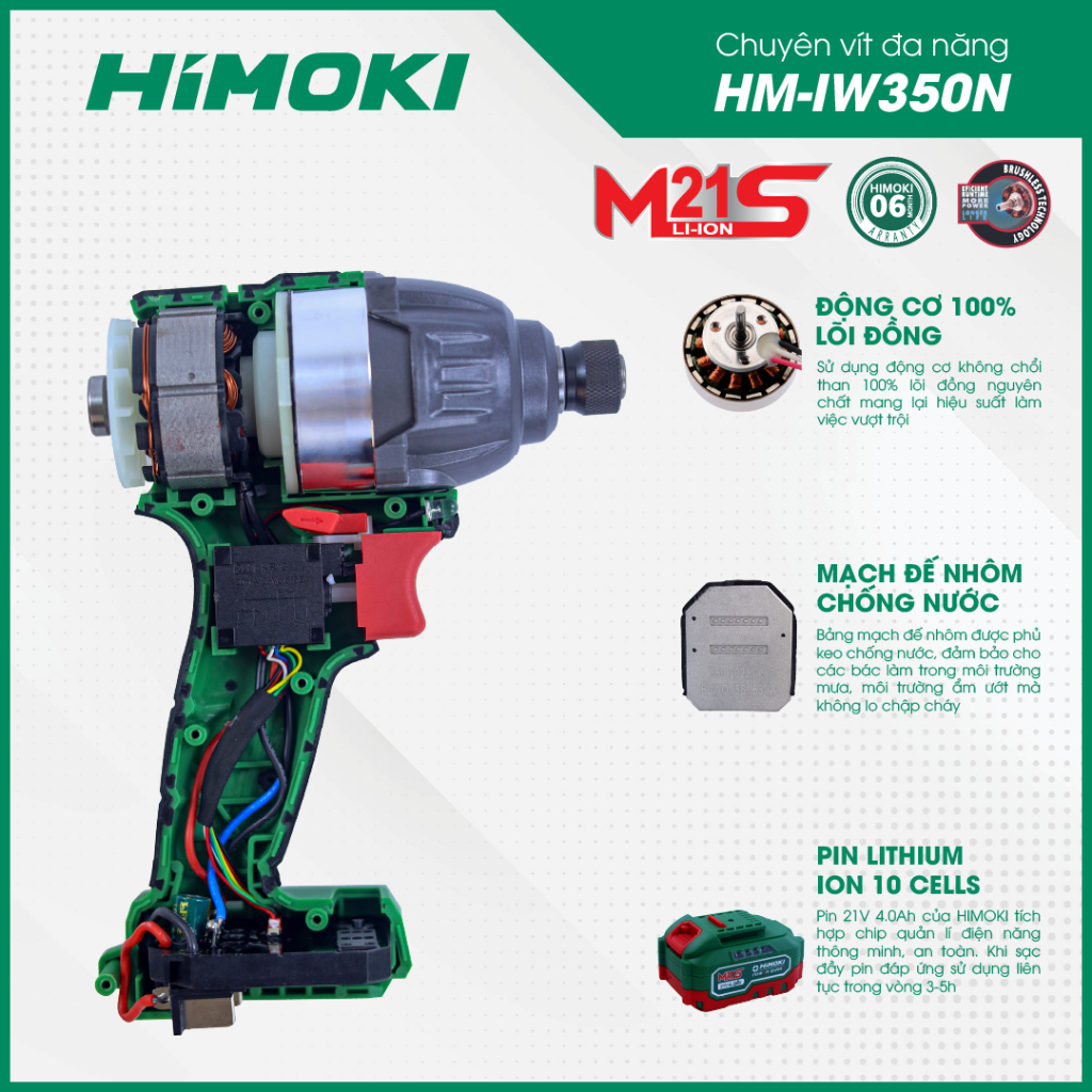 Chuyên Vít Himoki HM-IW350N - Máy Bắn Vít không chổi than Himoki 350N.M Bảo hành chính hãng