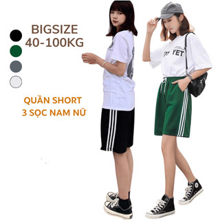 38-100kg quần nam nữ short 3 sọc thời trang bigsize Sói Store