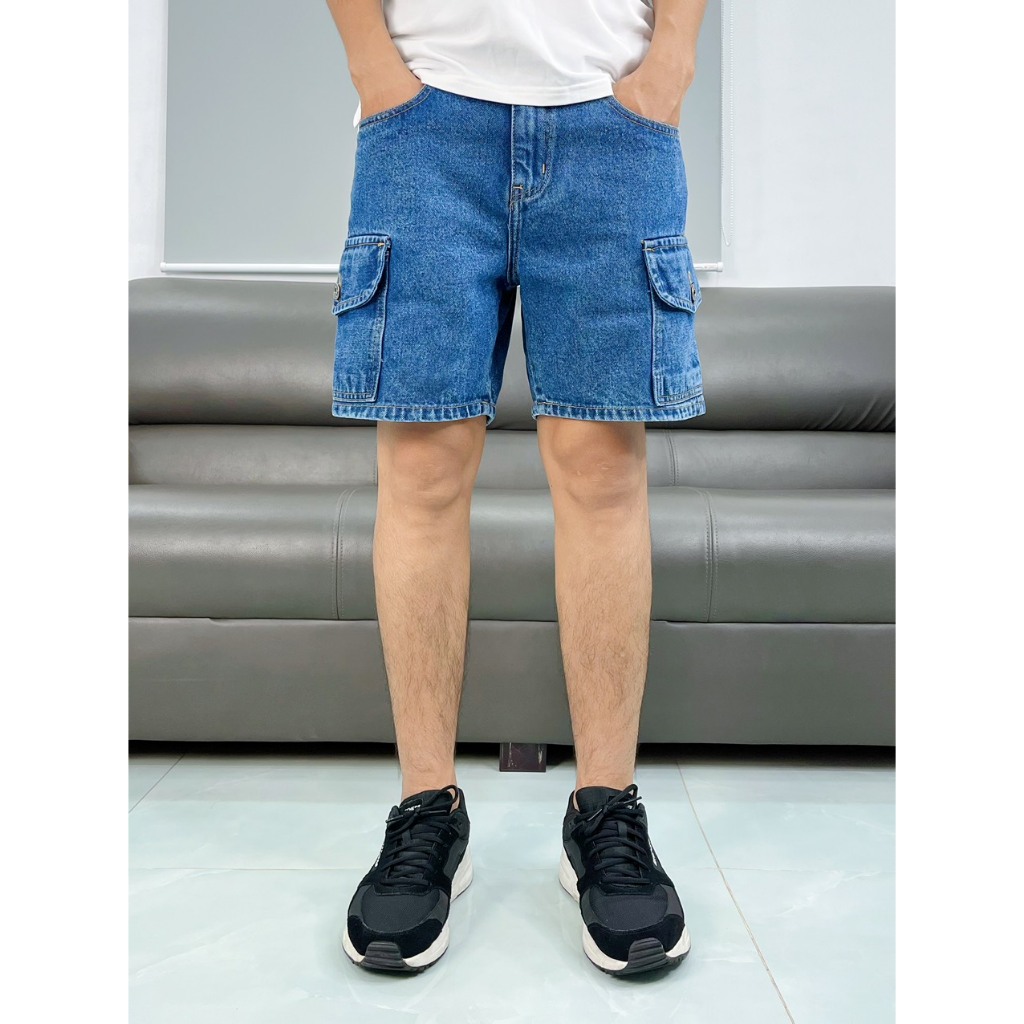 Short Jean Túi Hộp Nam H-Zet - Vải Jean Cao Cấp Form Slim Fit Trên Gối- SJTH 03