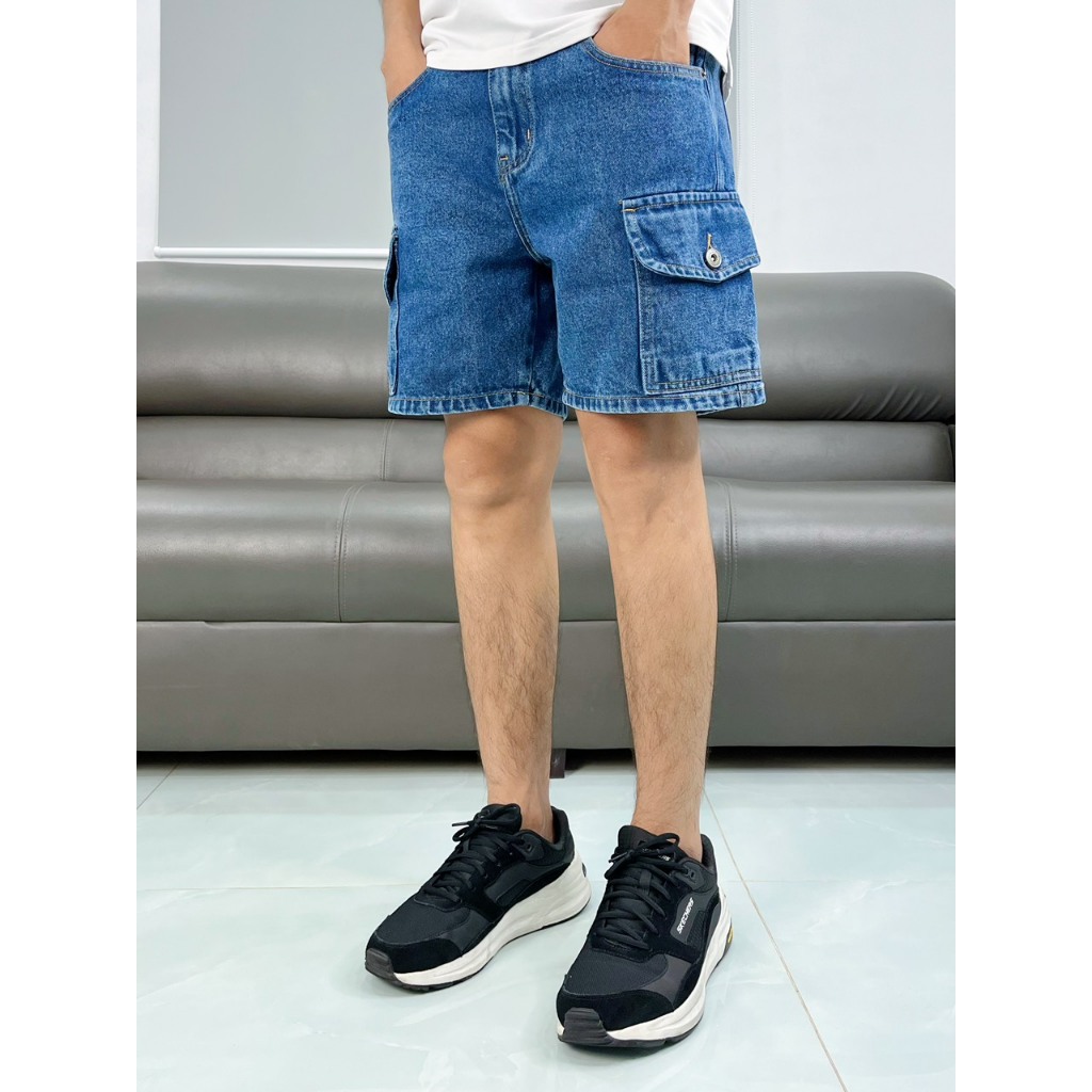 Short Jean Túi Hộp Nam H-Zet - Vải Jean Cao Cấp Form Slim Fit Trên Gối- SJTH 03