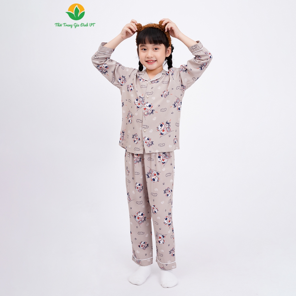 [Mã FATOP12 giảm 30K đơn 150K] Bộ pijama lanh mặc nhà bé gái thời trang Việt Thắng, quần dài, áo dài tay - B70.2301