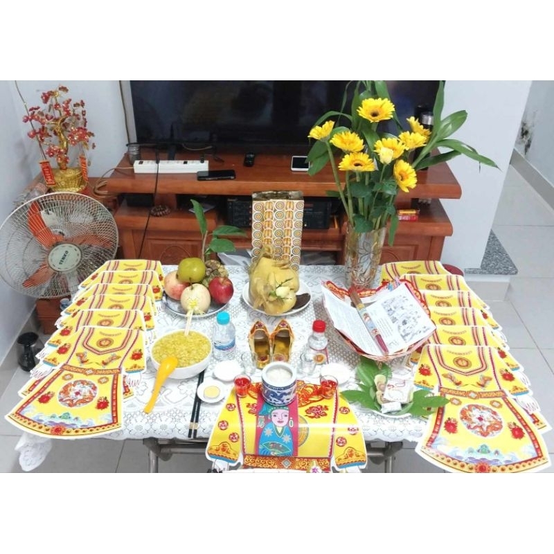 Trọn Bộ Đồ Cúng Đầy Tháng - Thôi Nôi Theo Tông Màu Vàng - Đỏ